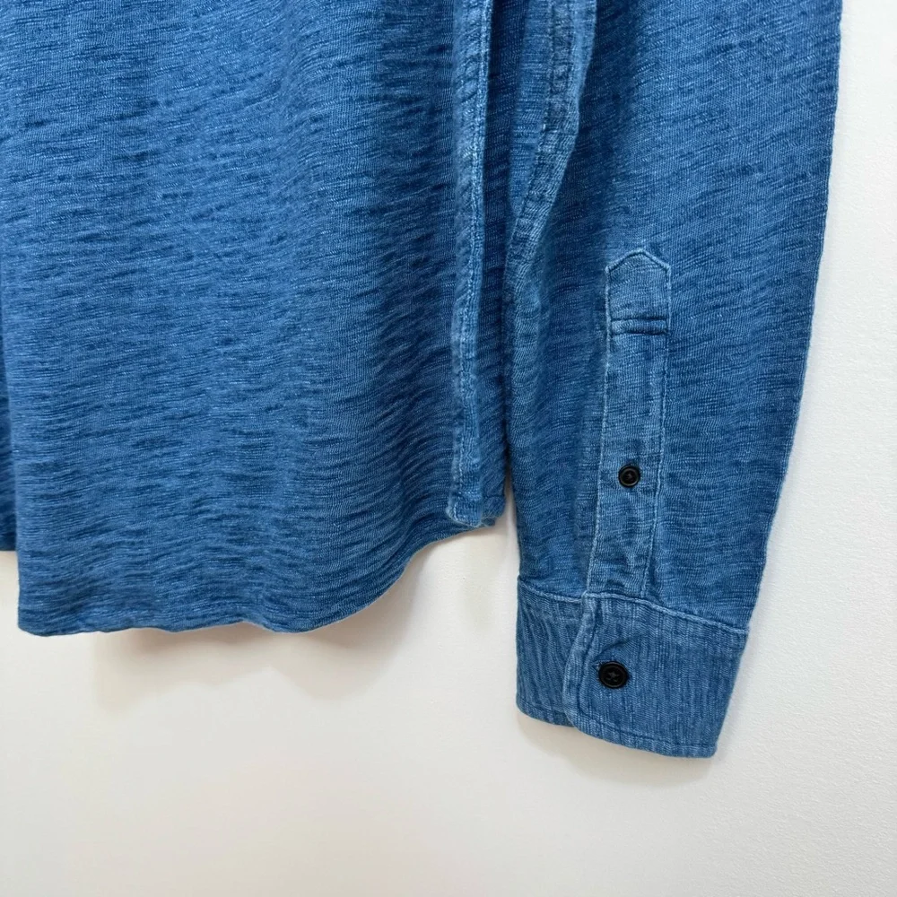 J. Crew Indigo Knit Good Cotton Yarns Garment Dyed Harbor Button Up Shirt Large